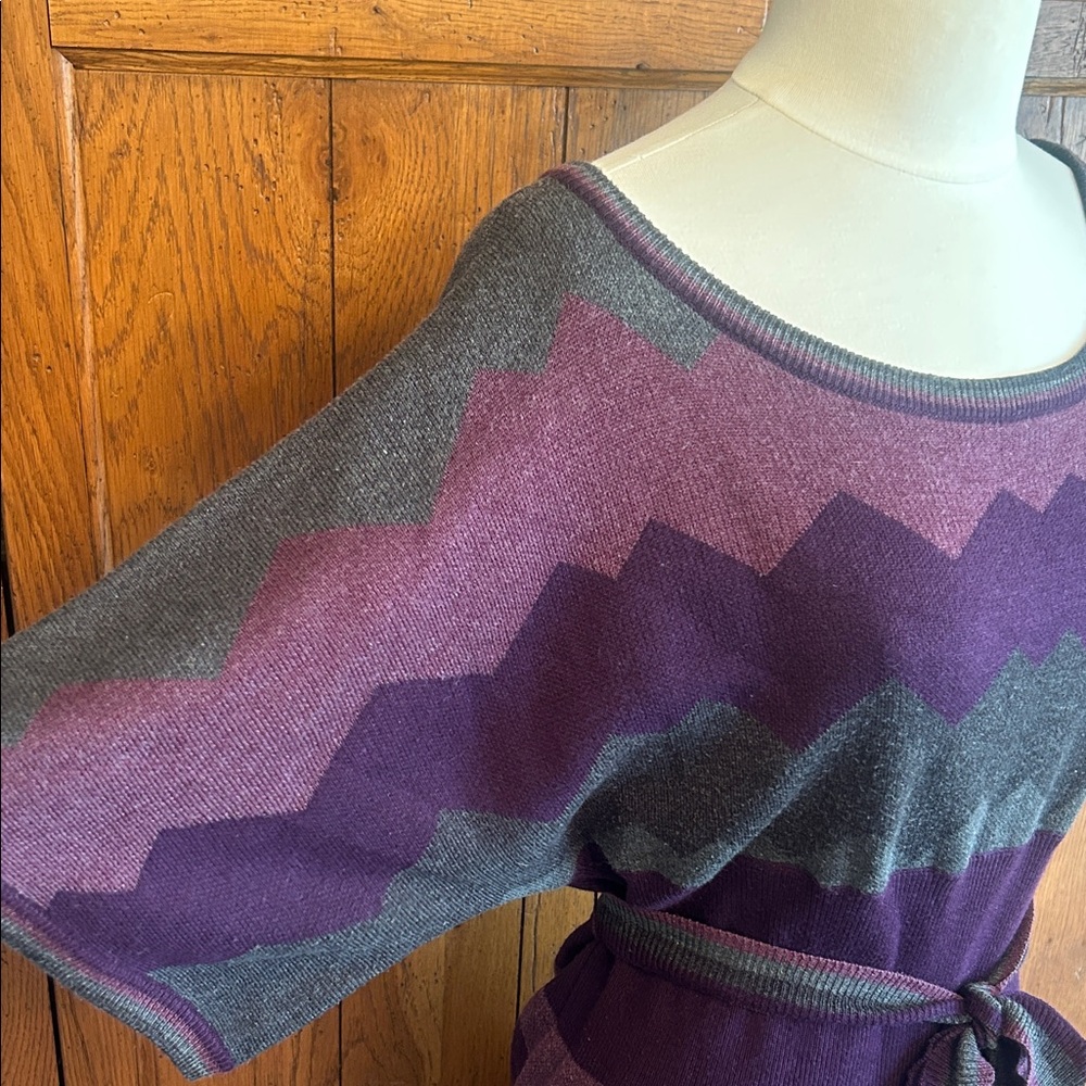 JESSICA HOWARD Cute Chevron Sweater Dress in Purple and Gray Perfect for FALL🍁💜 - Picture 5 of 10